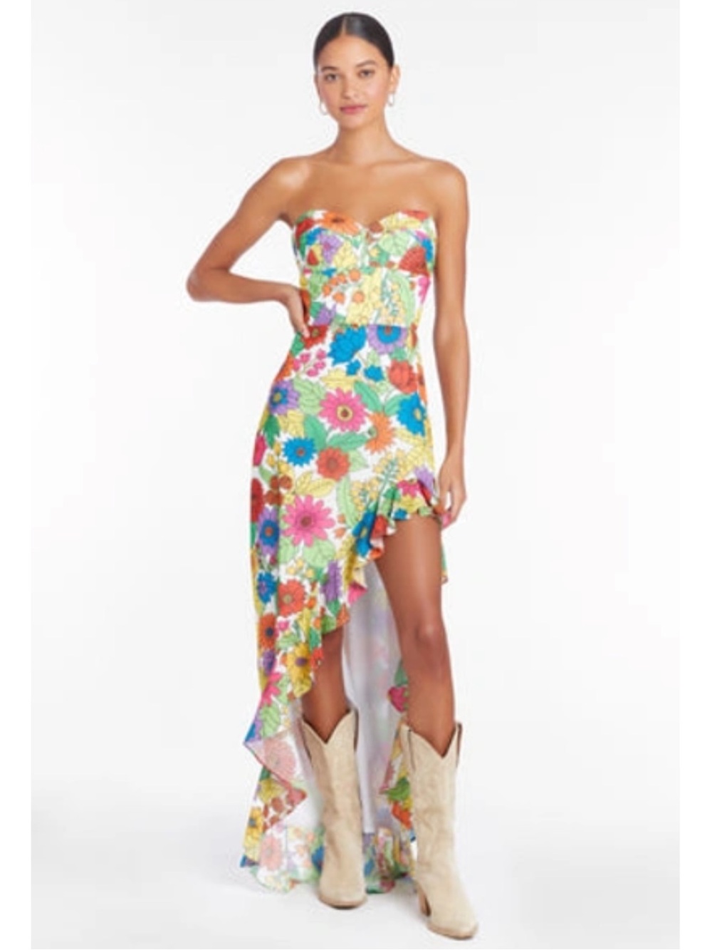 Amanda Uprichard Eden Floral Ruffle High-low Gown